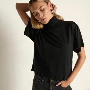 Nation Los Angeles Anthropologie Fable Turtleneck Tee Black Medium Short Sleeve